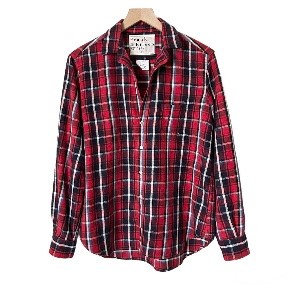 Frank & Eileen Eileen Flannel Button Up Shirt 100% Cotton Red Black Plaid Small